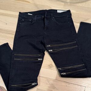 rag & bone Black Jeans with Zipper Accents Size 28
